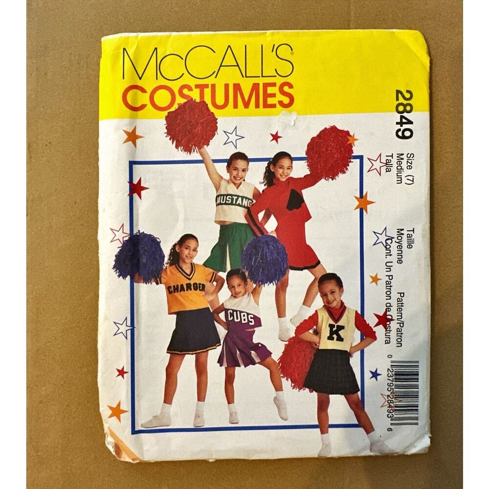 McCall's Pattern Halloween Costumes 2849 Cheerleader Child's Kids Sz 7 Med